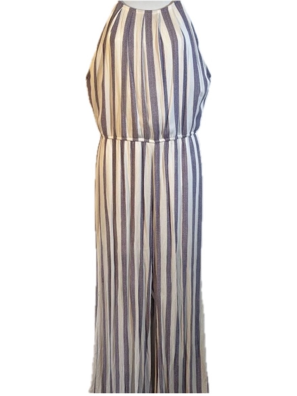 STACCATO Blue and Cream Striped Pant Suit /Romper/JumpSuit Size Medium